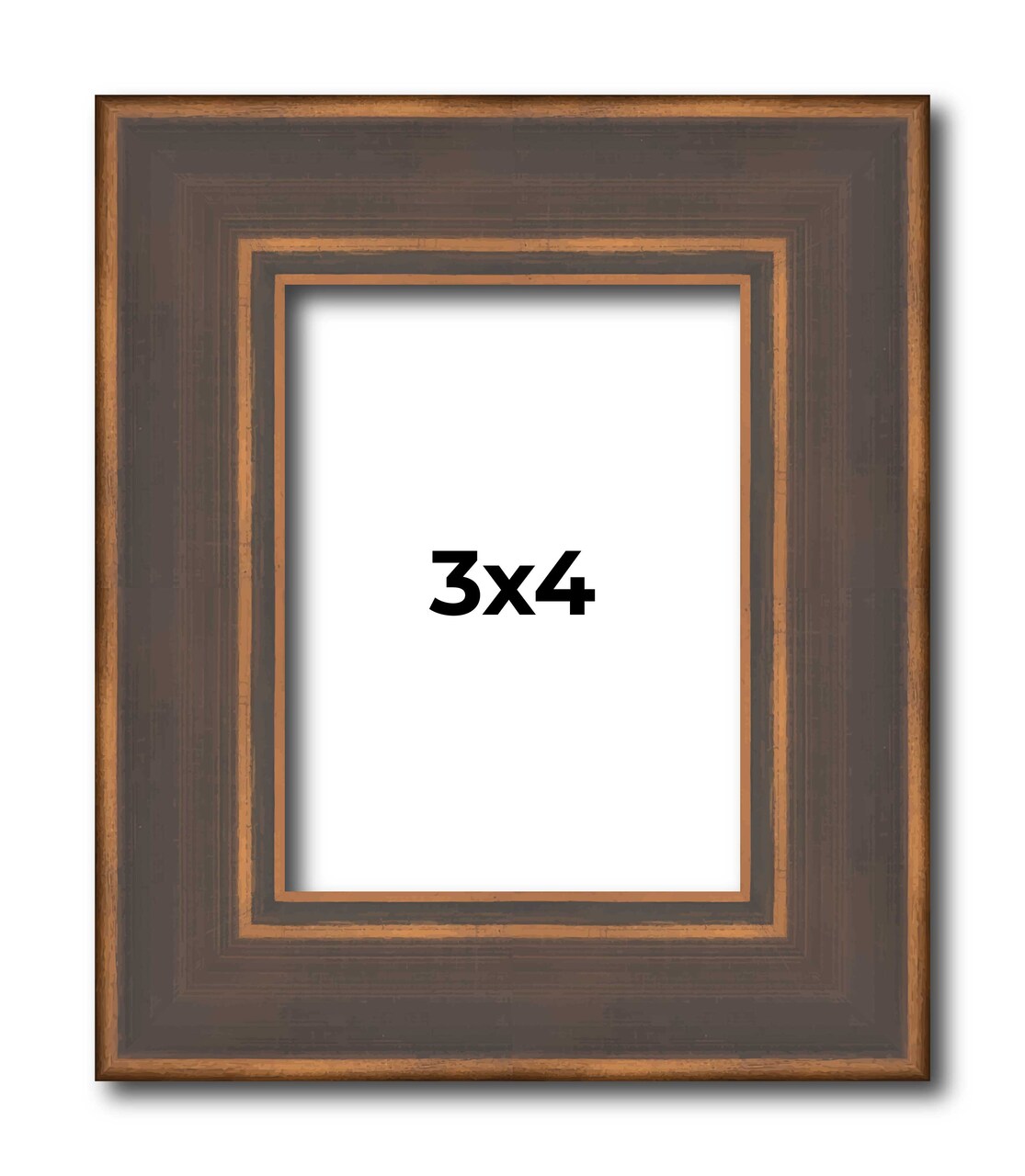 Photo Size Elegant Brown Picture Frame - UV Acrylic, Foam Board Backing, Hanging Hardware